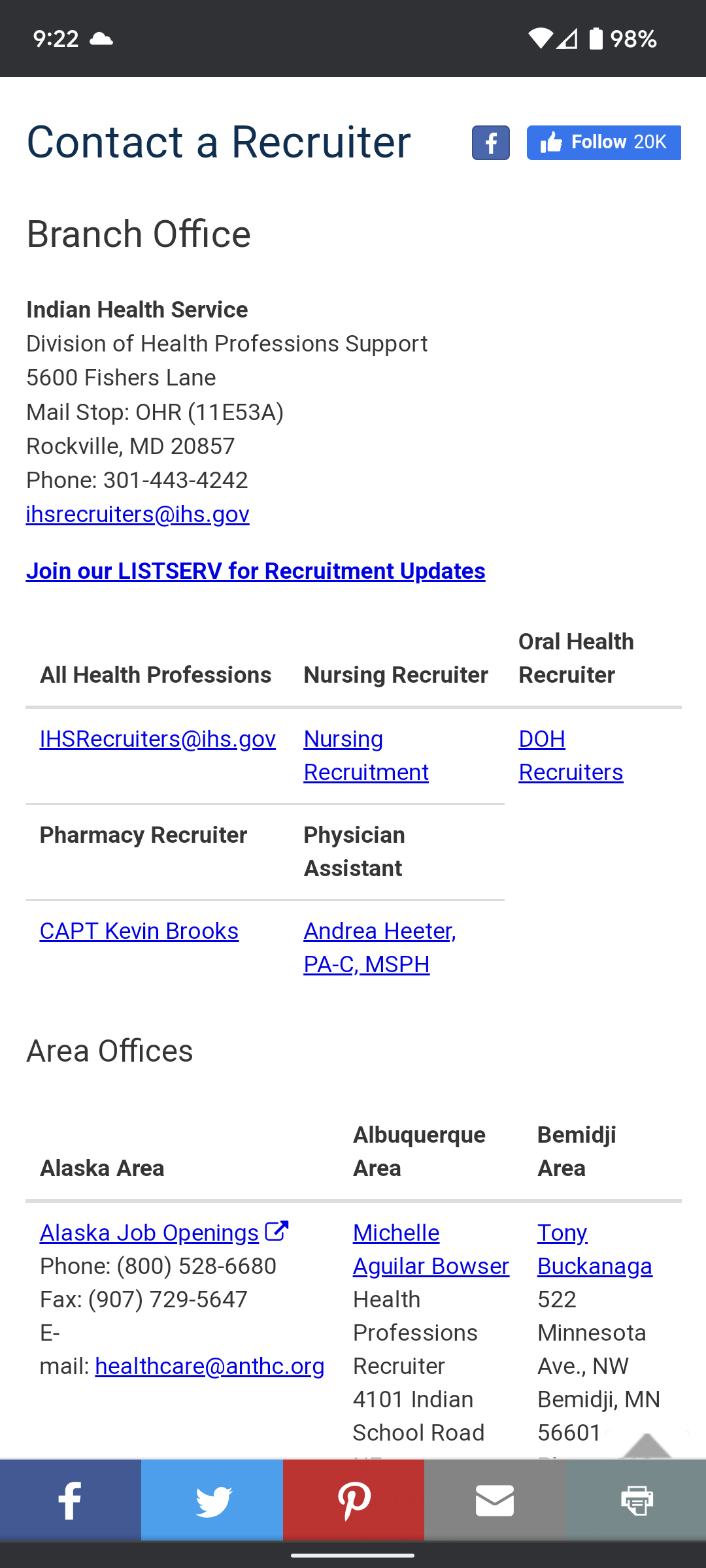 Contact a Recruiter mobile site