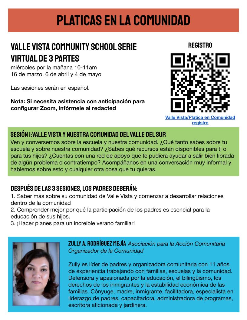 Spanish community school event&nbsp;flyer