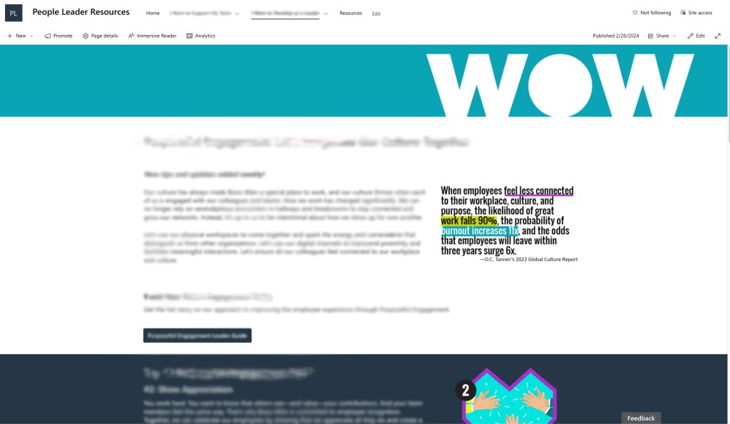 Website featuring a banner image, text, pull quote, and images