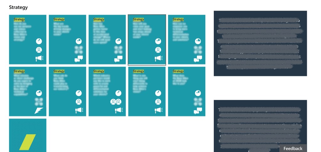 A webpage with strategy cards displayed on the left and instructions on the right