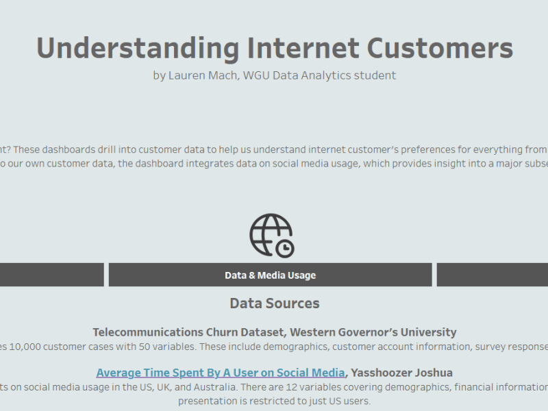 Understanding Internet Customers&nbsp;Dashboard