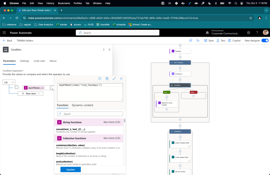 screenshot of code identifying Tuesdays